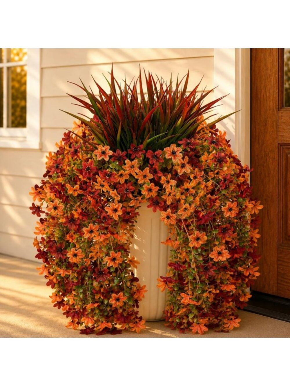 8 Pcs UV Resistant Artificial Fall Flowers - Perfect for Outdoor Decor & Hanging